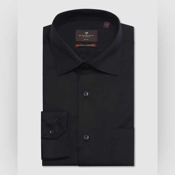 BlackBerry Black Formal Shirt India Slim Large Button Down - Picture 5 of 16